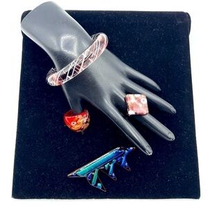 Murano Italian Glass Bracelet Ring Brooche Mini Lot